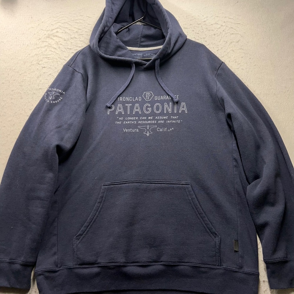 Patagonia Uprisal Hoody Navy Blue Graphic Pullover Sweatshirt Mens Large 2515